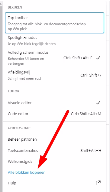 WordPress inhoud kopiëren