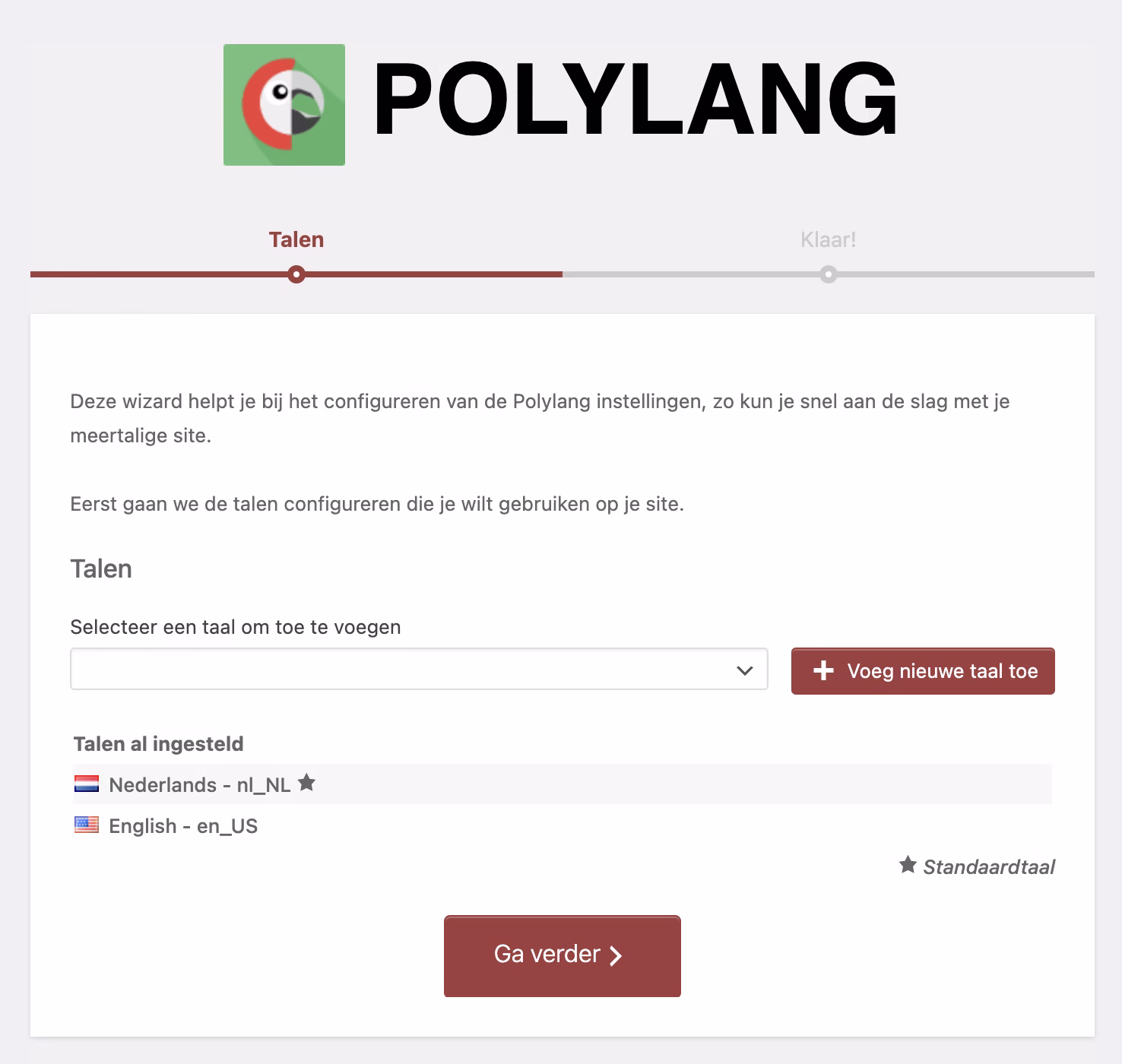 Polylang Wizard NL.
