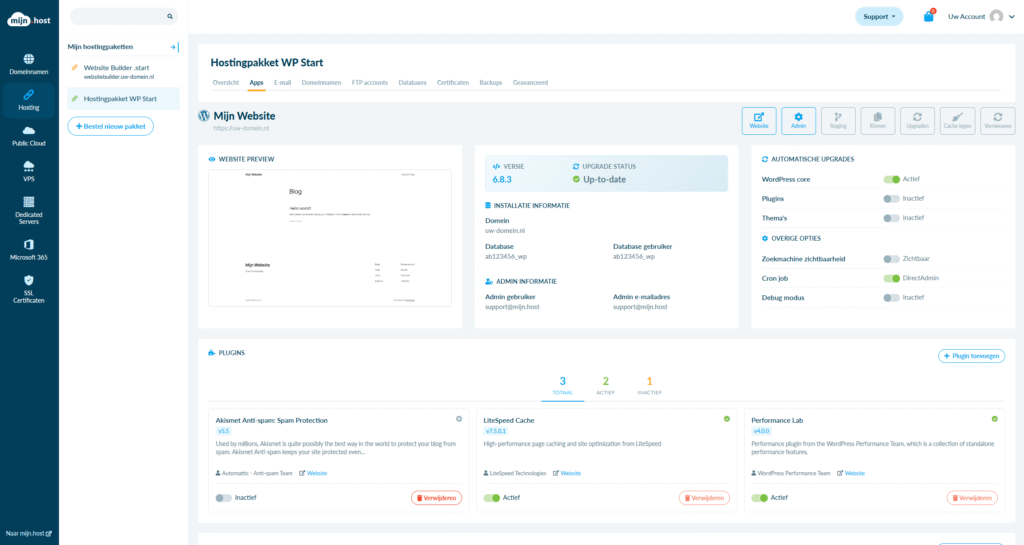 WordPress Manager overzicht