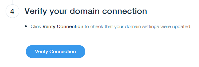 Verify Connection bij Wix